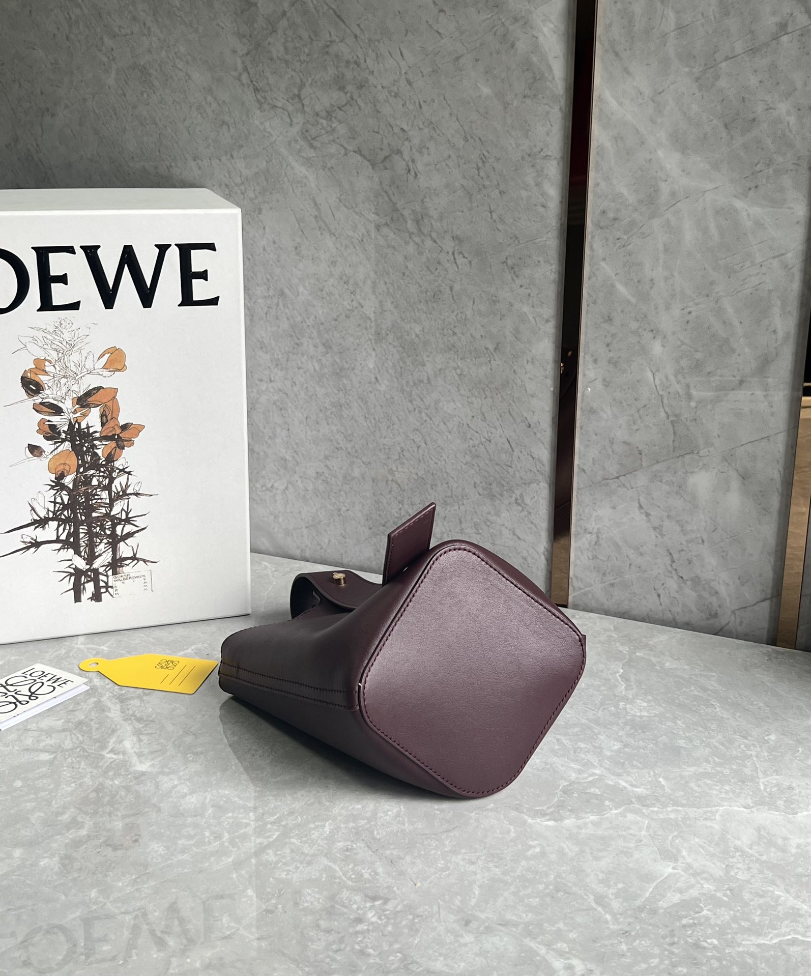 Loewe Mini Pebble Bucket in Mellow Calfskin Dark Purple